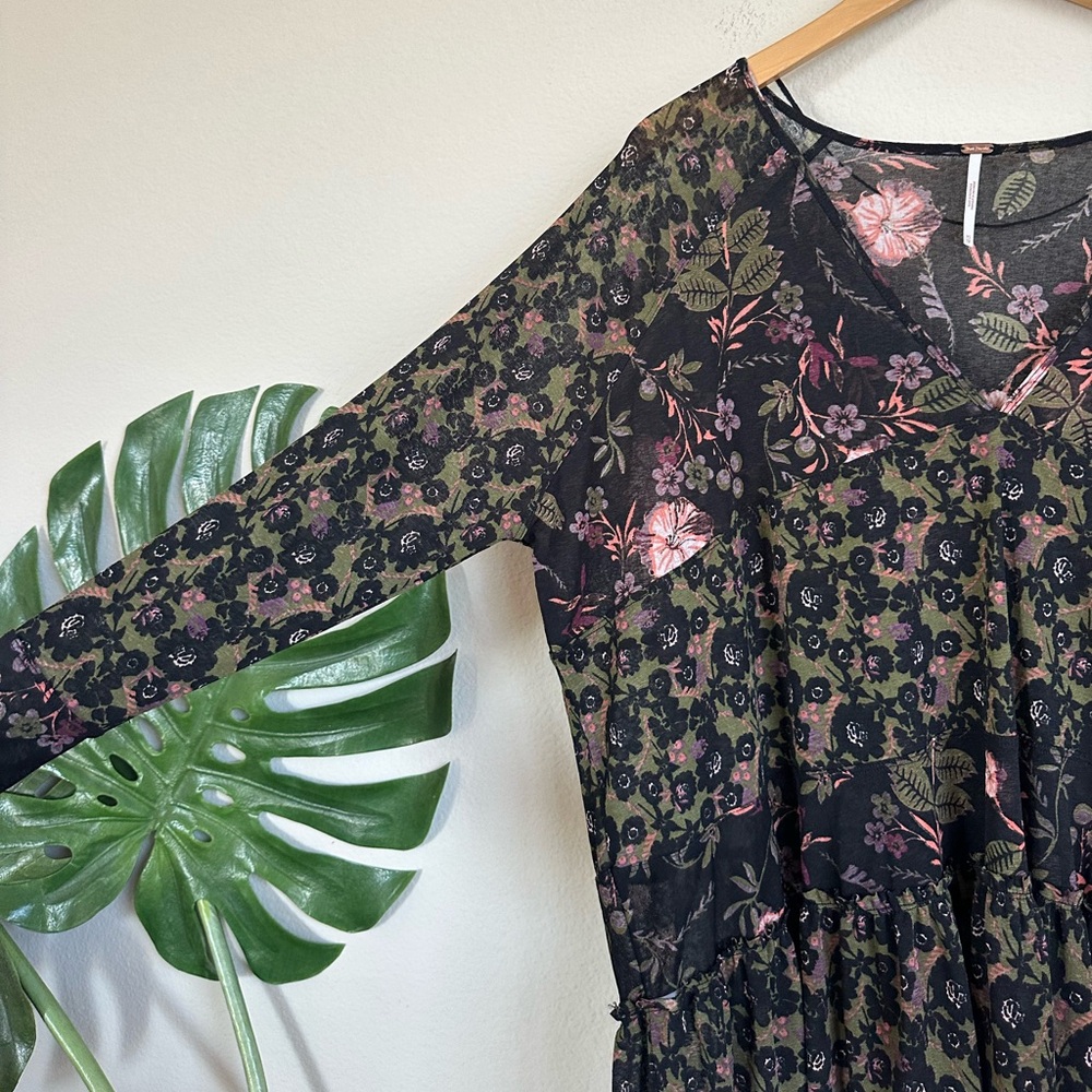 Free People Tiered Floral Mesh Long Sleeve Top - Picture 7 of 12